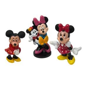 Vintage Lot of 3 PVC Minnie Mouse Figures 2"–2.5" Disney Miniatures